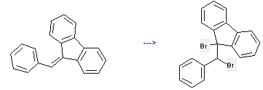 9H-Fluorene,9-(phenylmethylene)- can be used to produce 9-bromo-9-(a-bromo-benzyl)-fluorene at the temperature of 20 °C